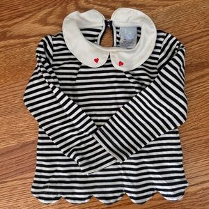 ❤️ ❤️ Bella Bliss girls navy and white striped Peter Pan collar shirt size 2